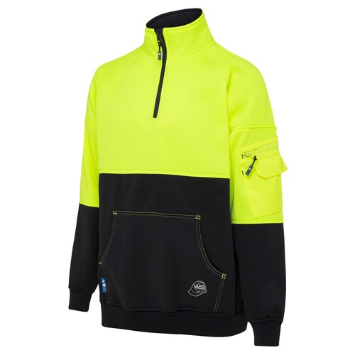 WS Workwear Poly Fleece Zip Jumper Lime/Navy, XL