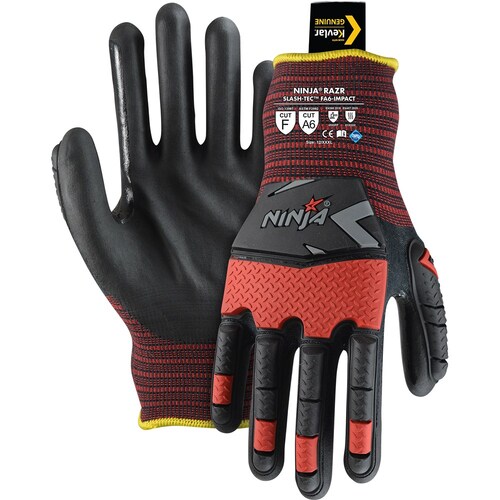Ninja Razr Slash-Tech FA6-Impact Cut F Gloves Black Medium - Pack of 12