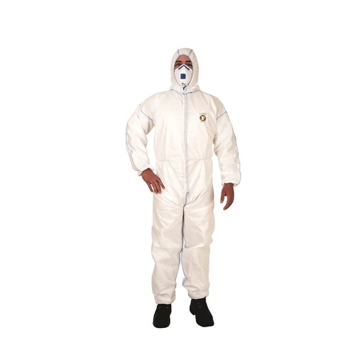 Frontier SMS Type 5 and 6 Disposable Coveralls White, 5XL - Pack of 50