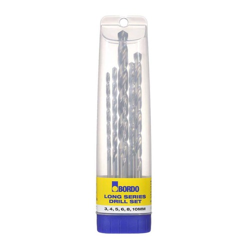 Bordo 2506-S1 Long Series Bright HSS Drill Bit Set 6 Piece Metric