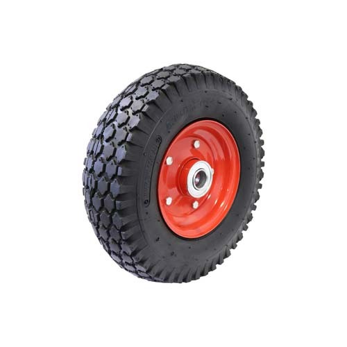 3.50 x 6 inch Pneumatic Wheel - Red Steel Centre 1" Ball Bearing