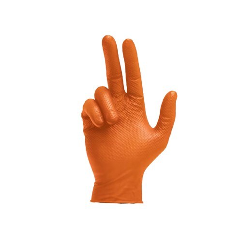 Mack Traction Nitrile Disposable Gloves Orange Small - Carton of 500 (10 Boxes of 50)