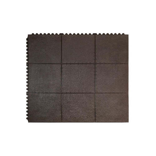 24/Seven Interlocking Natural Rubber Mat Solid - 900 x 900mm Black