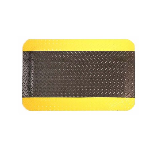 Anti-Fatigue Diamond Plate Gel Mat 600mm x 1m Black/Safety Yellow