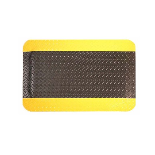 Anti-Fatigue Diamond Plate Gel Mat 1200mm x 1m Black/Safety Yellow