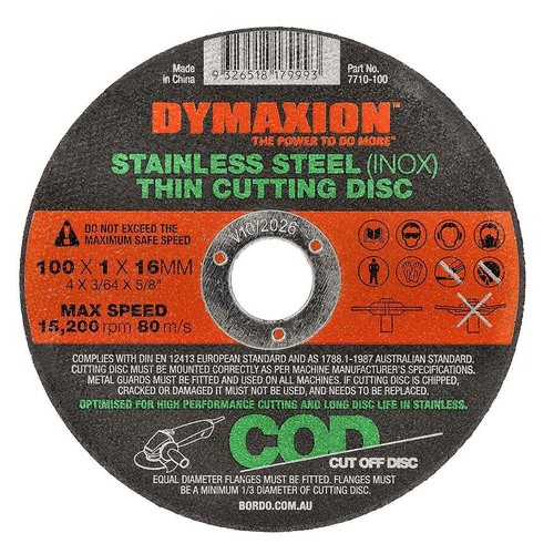 Dymaxion Stainless Steel (INOX) Thin Cutting Disc 100 x 1 x 16mm - Pack of 25
