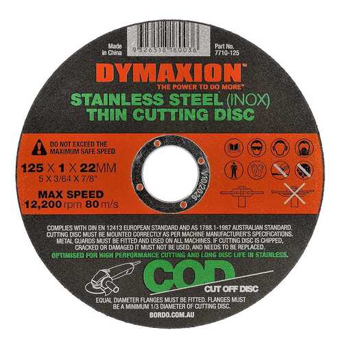 Dymaxion Stainless Steel (INOX) Thin Cutting Disc 125 x 1 x 22mm - Pack of 25