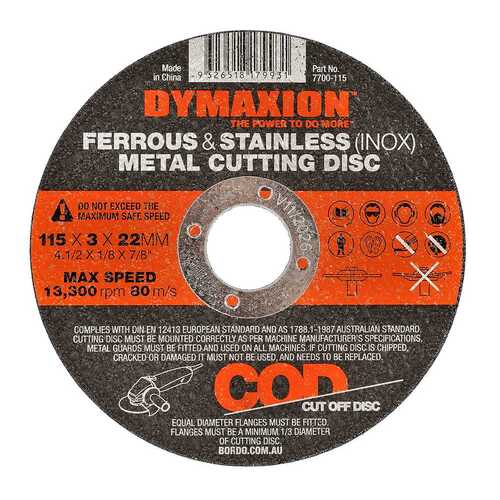 Dymaxion Metal Cutting Disc 115 x 3 x 22mm - Pack of 10