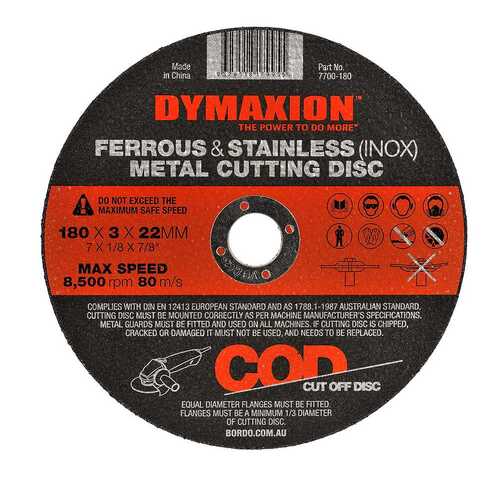 Dymaxion Metal Cutting Disc 180 x 3 x 22mm - Pack of 10