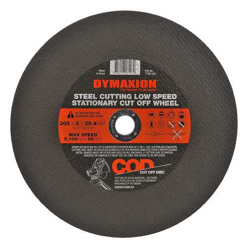 Dymaxion Steel Cutting Low Speed Stationary Cut Off Wheel 305 x 3 x 25.4mm - Pack of 5