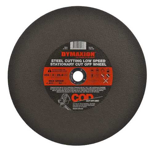 Dymaxion Steel Cutting Low Speed Stationary Cut Off Wheel 355 x 3 x 25.4mm - Pack of 5