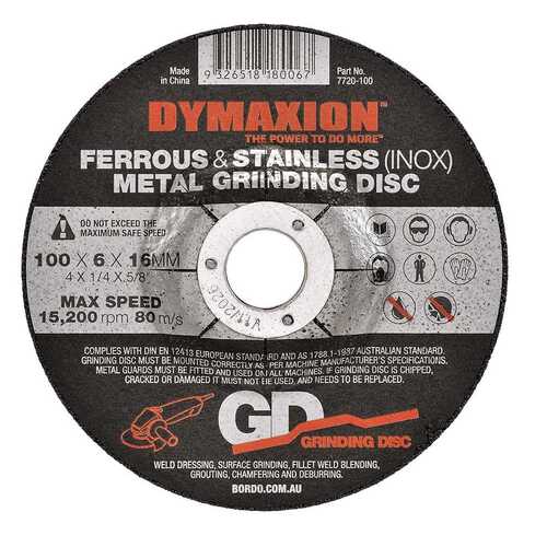 Dymaxion Metal Grinding Disc 100 x 6 x 16mm - Pack of 5