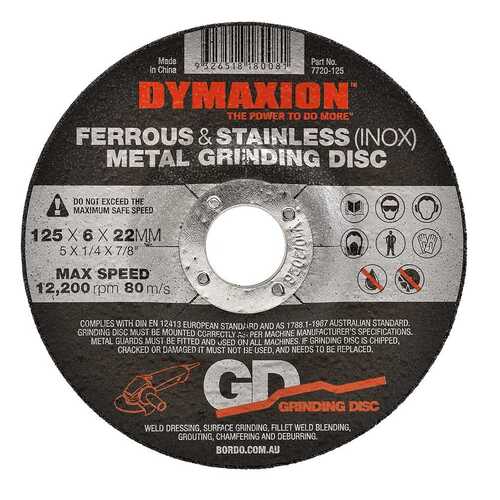 Dymaxion Metal Grinding Disc 125 x 6 x 22mm - Pack of 5