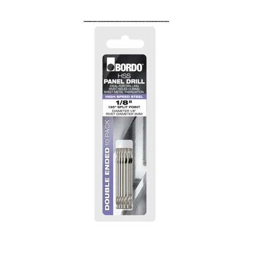 Bordo 1/8" Bright Double Ended Panel Drill Bit, 10/Pack - 2345-1/8T