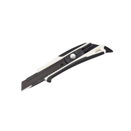 Tajima Utility Knife 18mm Auto-Lock W/ FIN Cutter & Comfort Grip - White