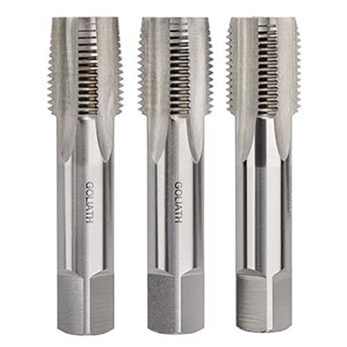 Goliath 1/4" x 19 TPI BSPF HSS Bright Pipe Tap Set - B82GD4
