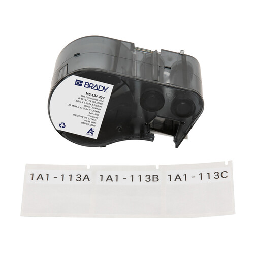 Brady Self-Laminating Vinyl Wrap Around Label 38.1 x 44.45mm, Black On White/Clear