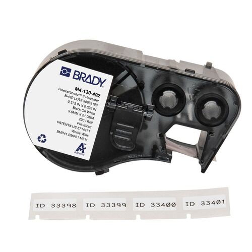 Brady FreezerBondz Ultra-Thin Cryogenic Polyester Label 9.52 x 20.91mm, Black On White