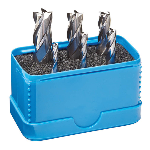 Sutton E129EM2 6 Piece 4 Flute Imperial End mill Set R30 (Threaded) - Cobalt