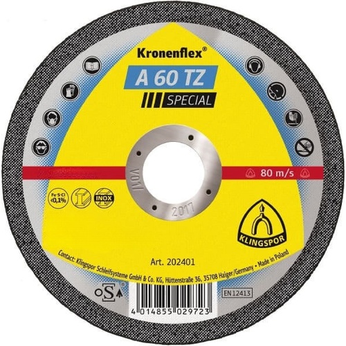 Klingspor 202401 Cut Off Wheel Hard 125mm x 1 x 22.23 Bore - Pack of 9
