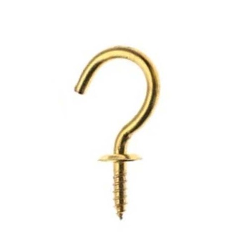 Zenith Cup Hooks Shouldered Brass Plated 38 x 3.3mm - 6/Pack