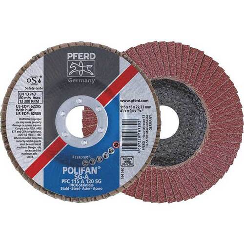 Pferd Polifan Conical Flap Disc Premium Al Oxide - Steelox 180mm 24 Grit - Pack of 10